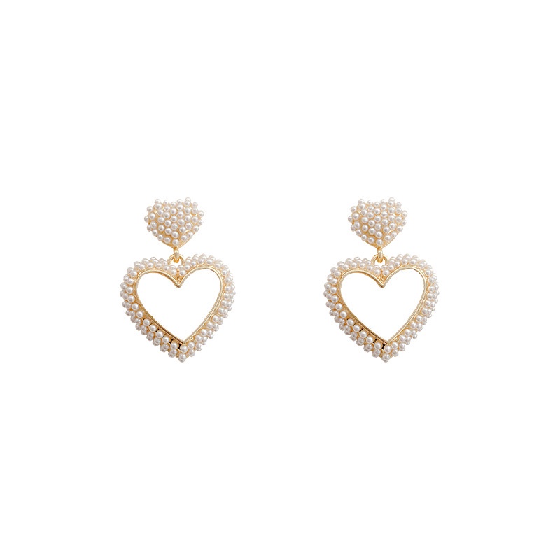 Shuling S925 silver needle Pearl Heart Earrings Female New Fashion Drop Earrings Women Jewelry