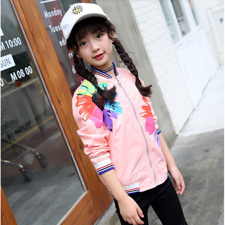 Rainbow Flower Zipper Peach Jacket (XO-14)