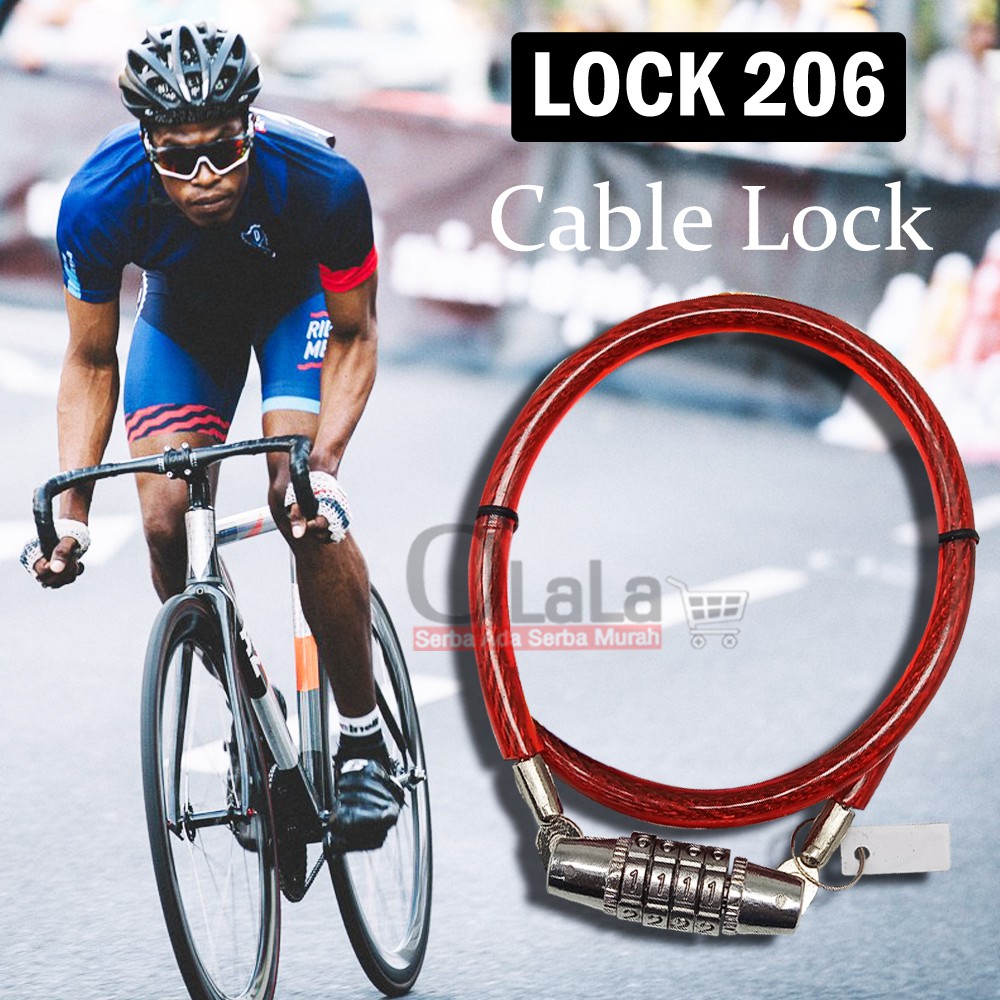 Cable Lock - Gembok Kabel Pin - Gombok Helm sepeda motor - Menggunakan KODE Kunci PIN 206