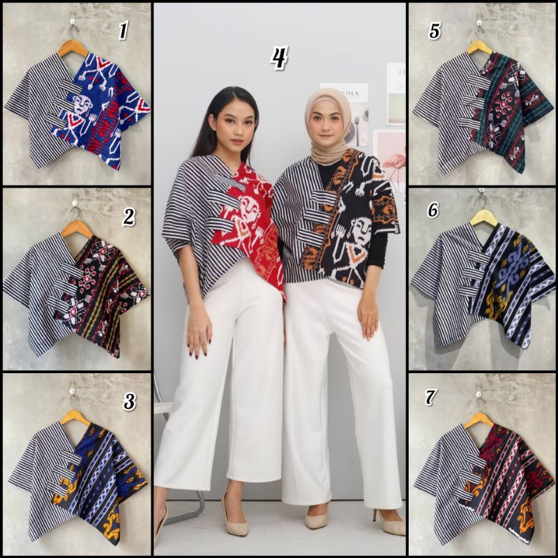Kimono Batik Modern Atasan Wanita Terkini Batik Salur Tenun Songket