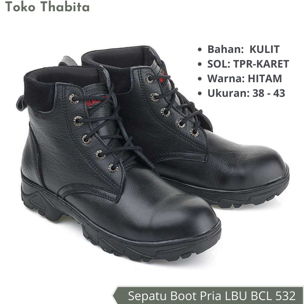 Sepatu Boots Pria Kulit Asli Mendaki Gunung/Hiking/Touring/Safety Blackkelly Original