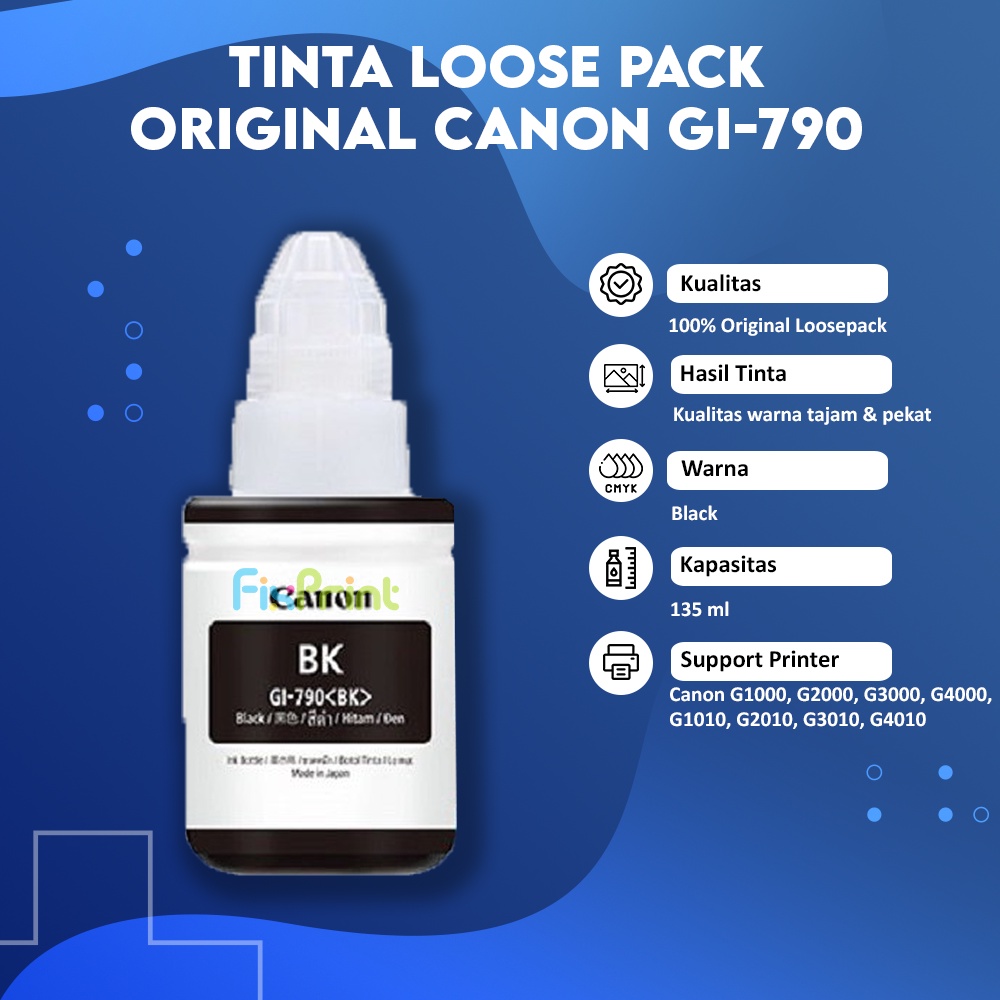 Tinta Refill Loose Pack Original Canon G1010 G2010 G3010  G3000 GI-790 Black, Tinta Refill Printer Canon G1000 G2000 G3000 Tinta 790 Original No Box