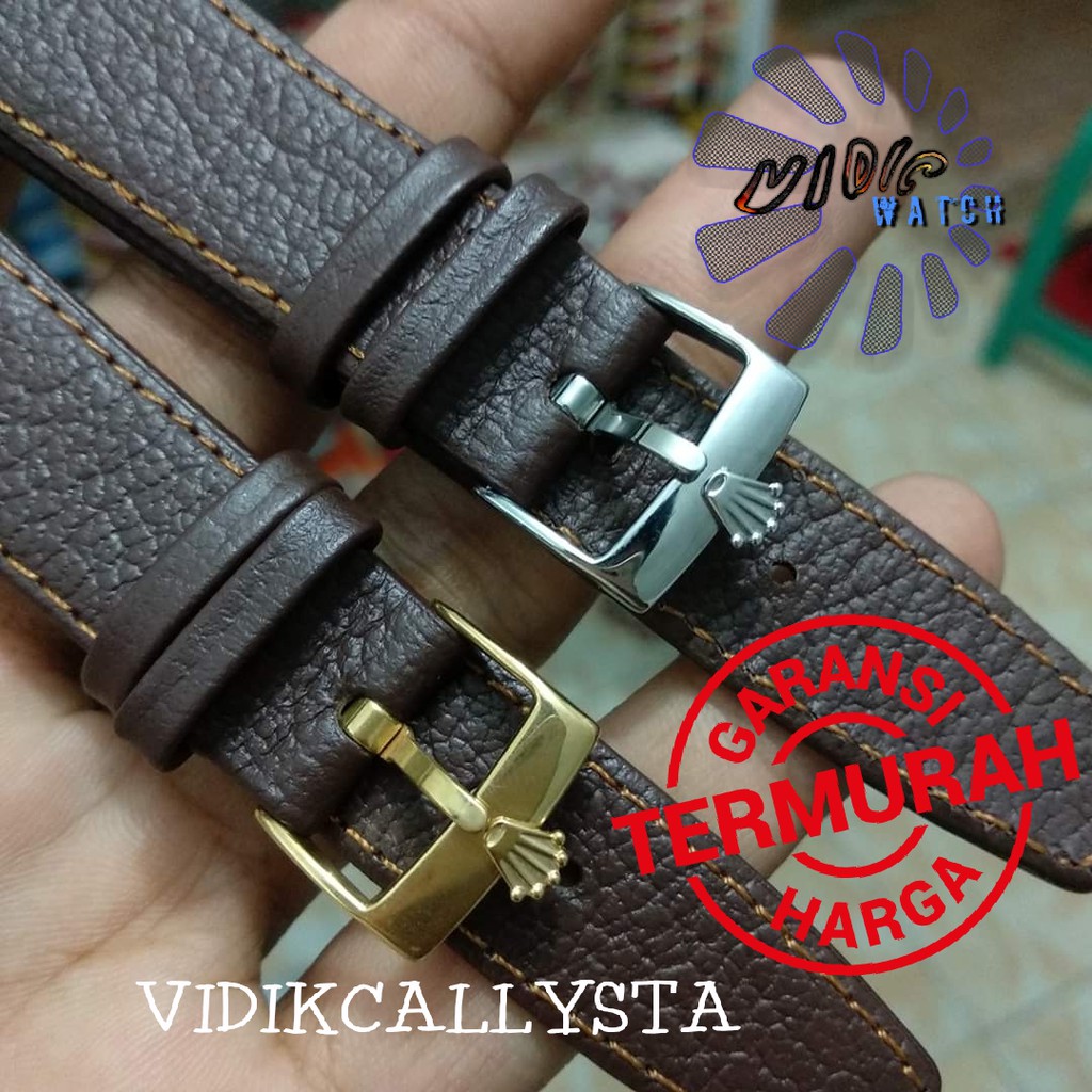 Leather strap Rolex oyster flex Rolex 20mm Drak brown Tali Jam ROLEX Datejust President Kulit 20 mm