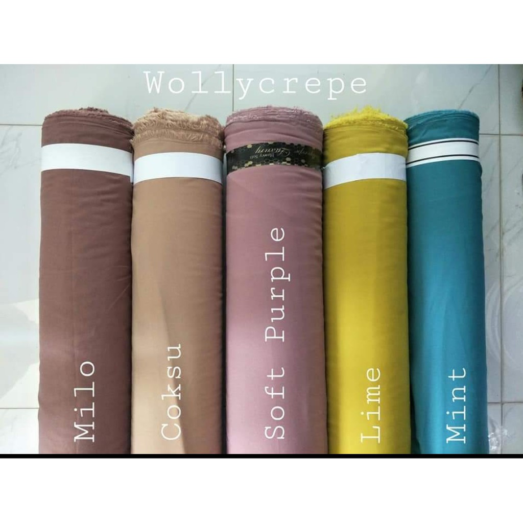 Kain Wollycrepe Grade A untuk Gamis,tunik,kulot,rok,jilbab,setcel