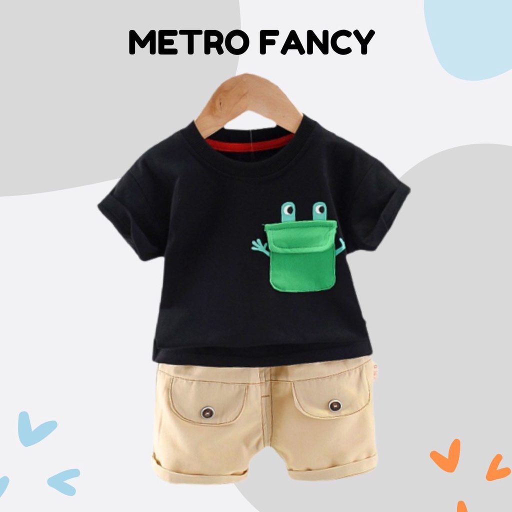 plazababy SET METRO FANCY POCKET EBV Setelan Kemeja Bayi Laki-laki Lengan Pendek