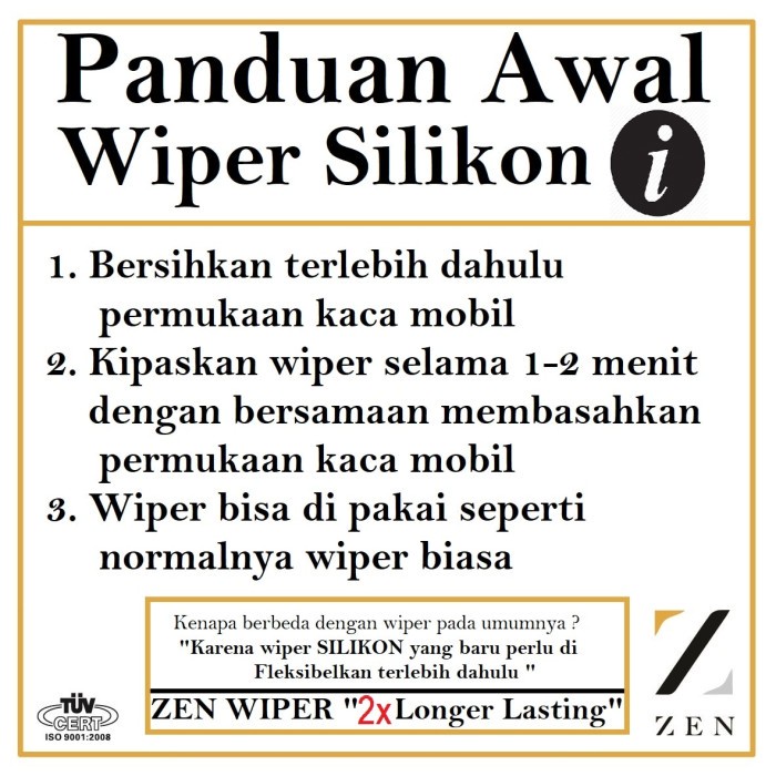 Zen Silicone Wiper Refill 26&quot; 2 pcs Karet Silikon Isi Ulang Wiper Z106