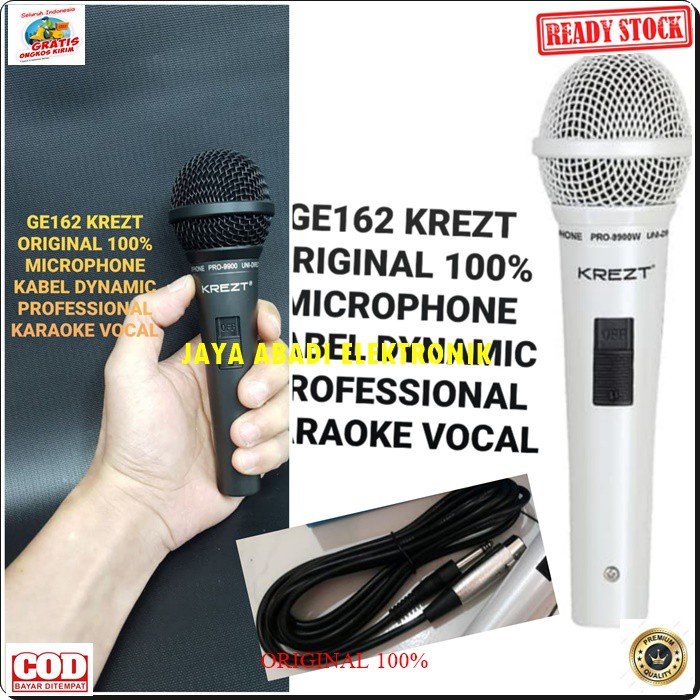 G162 ORIGINAL KREZT MIC BESI KABEL DYNAMIC MIK KABEL KARAOKE MIKROPHONE VOKAL SUPER CARDIOLD SOUND SYSTE AUDIO MUSIK PENGERAS SUARA PRO PROFESIONAL PANGGUNG DJ STUDIO ACARA PIDATO ADA SWITCH ON OFNYA TANPA MENGGUNAKAN BATERAI TINGGAL COLOK LANGSUNG NYALA