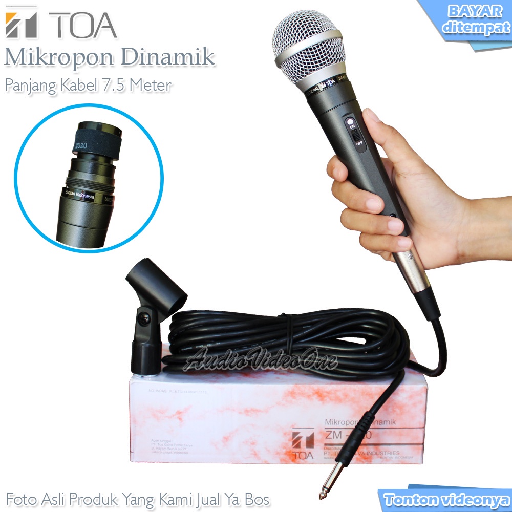Mic TOA ZM-420 Mikropon Dinamik Mik Vokal Microphone Karaoke Kabel 7.5 Meter Original