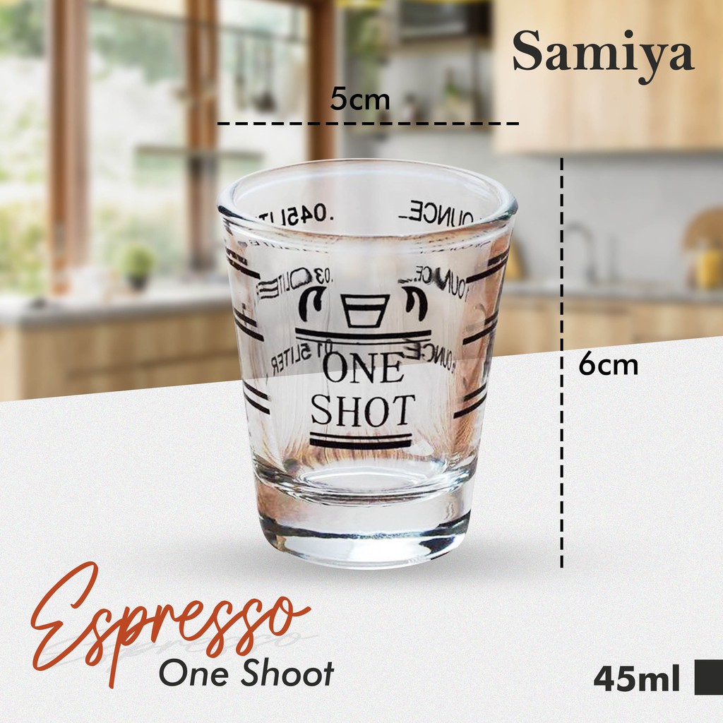 gelas espresso one shot / gelas takar seloki 45ml / gelas ukur kopi / sloki espresso coffee maker