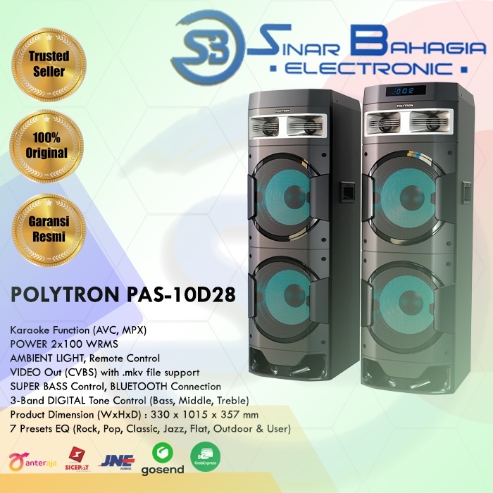 POLYTRON PAS-10D28 SPEAKER ACTIVE + USB (NEW) ( KHUSUS BANDUNG)