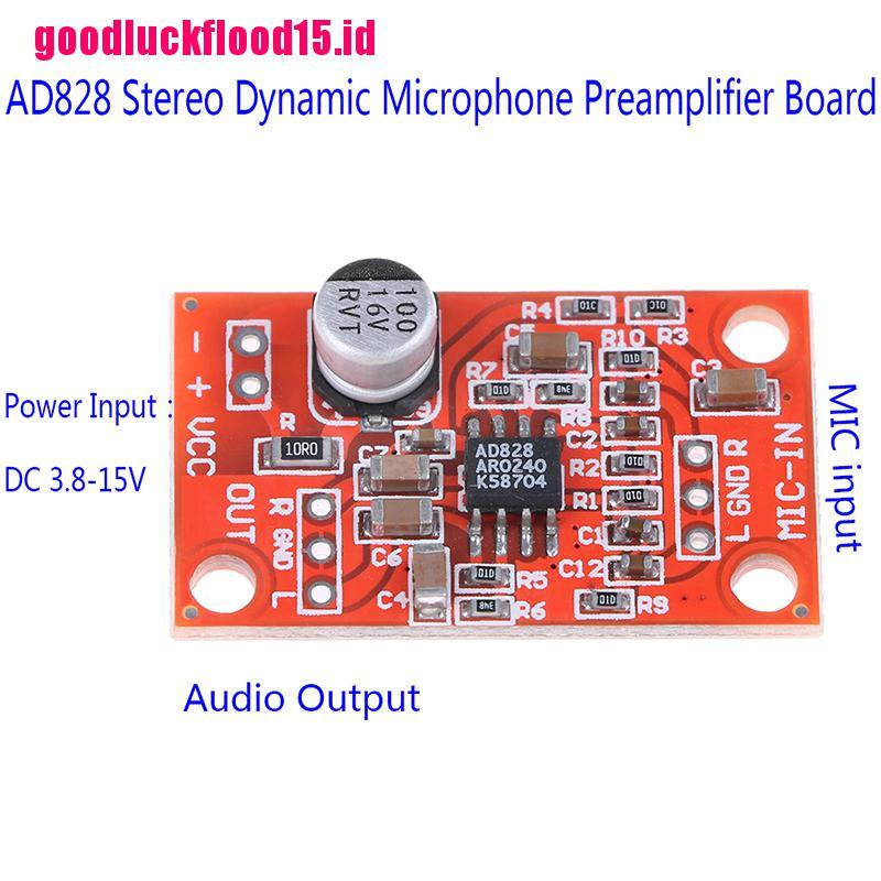 {LUCKID}AD828 stereo dynamic microphone preamplifier board mic preamp DC 3.7V-15V 12V