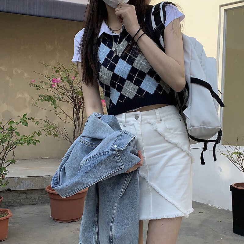 AMIEE - Vest Rompi Rajut Korean Style Wanita Baju Atasan