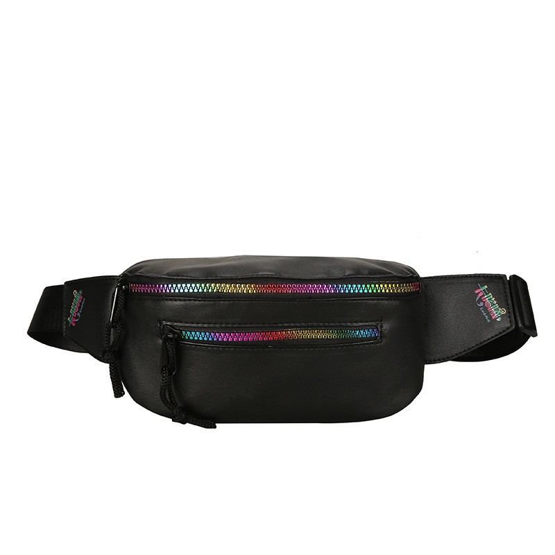 [Best.id] Harga Grosir Waistbag Tas Pinggang Pria Perempuan Fashion Kulit Warna Hitam dan Putih VC87