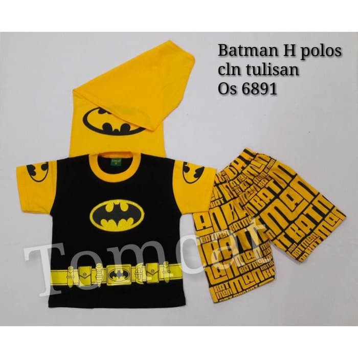 Setelan Pendek Sayap Batman Celana Tulisan Kaos Baju Anak Laki Laki Cowok Murah Karakter