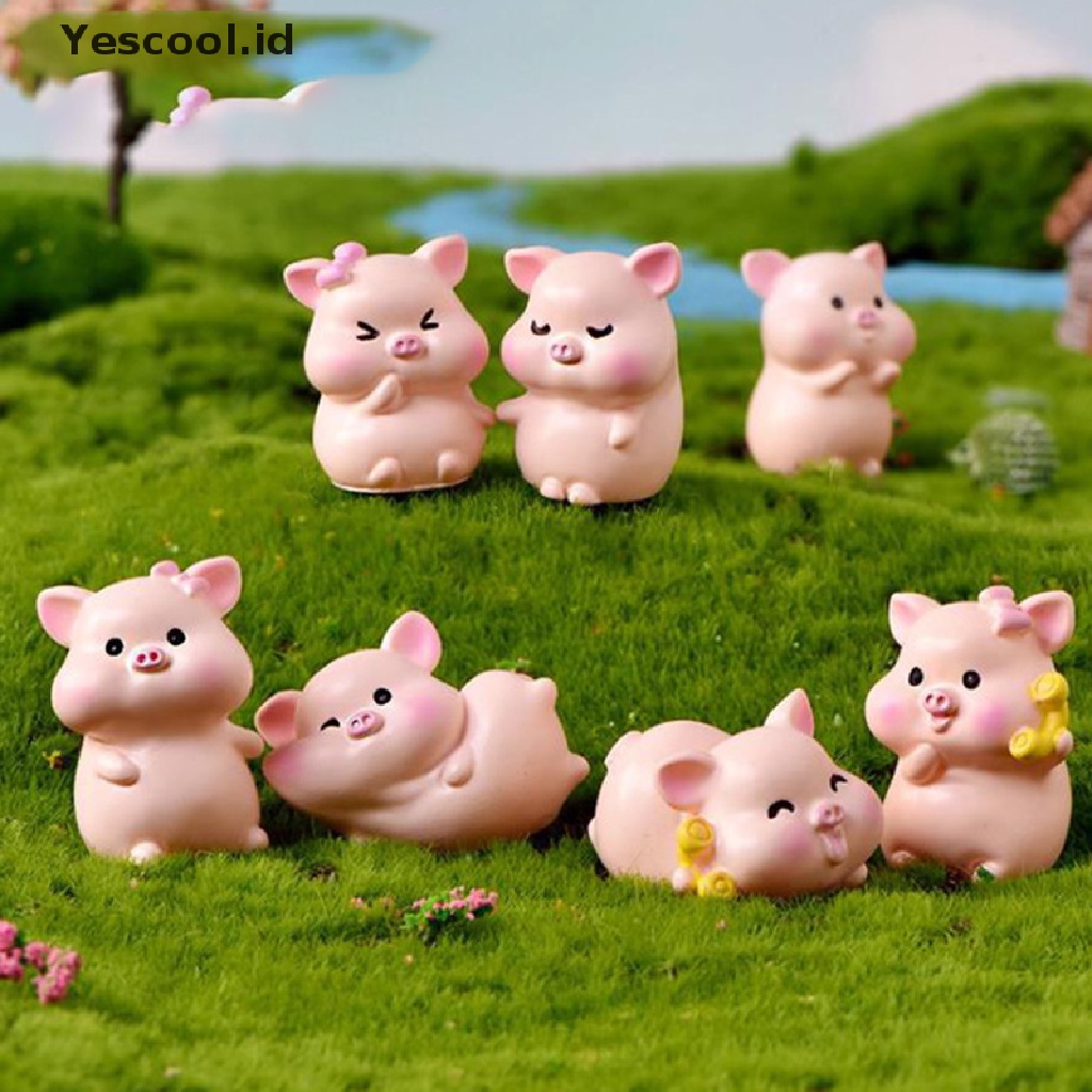 1 / 6pcs Patung Babi Mini Bahan Resin Untuk Dekorasi Taman