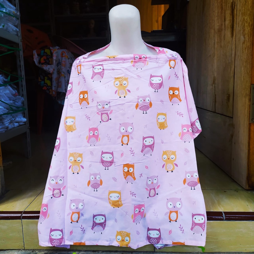 Apron Menyusui Baby Nursing Cover Motif Karakter Lucu Satu Lapis