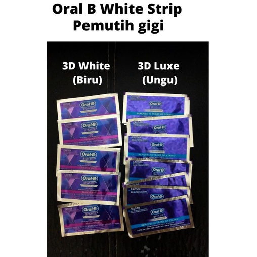 Whitestrip Oral B 3D white strip Luxe, Sensitive, Pemutih Gigi oral B Biru Ungu