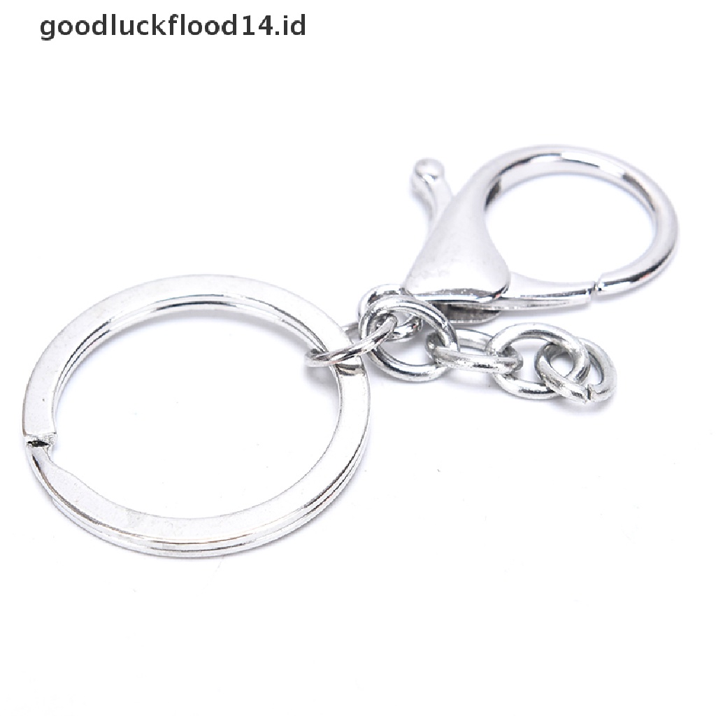 [OOID] 10Pcs Big Lobster Clasp Hooks Keychain Split Ring Short Chain Key Ring DIY  ID