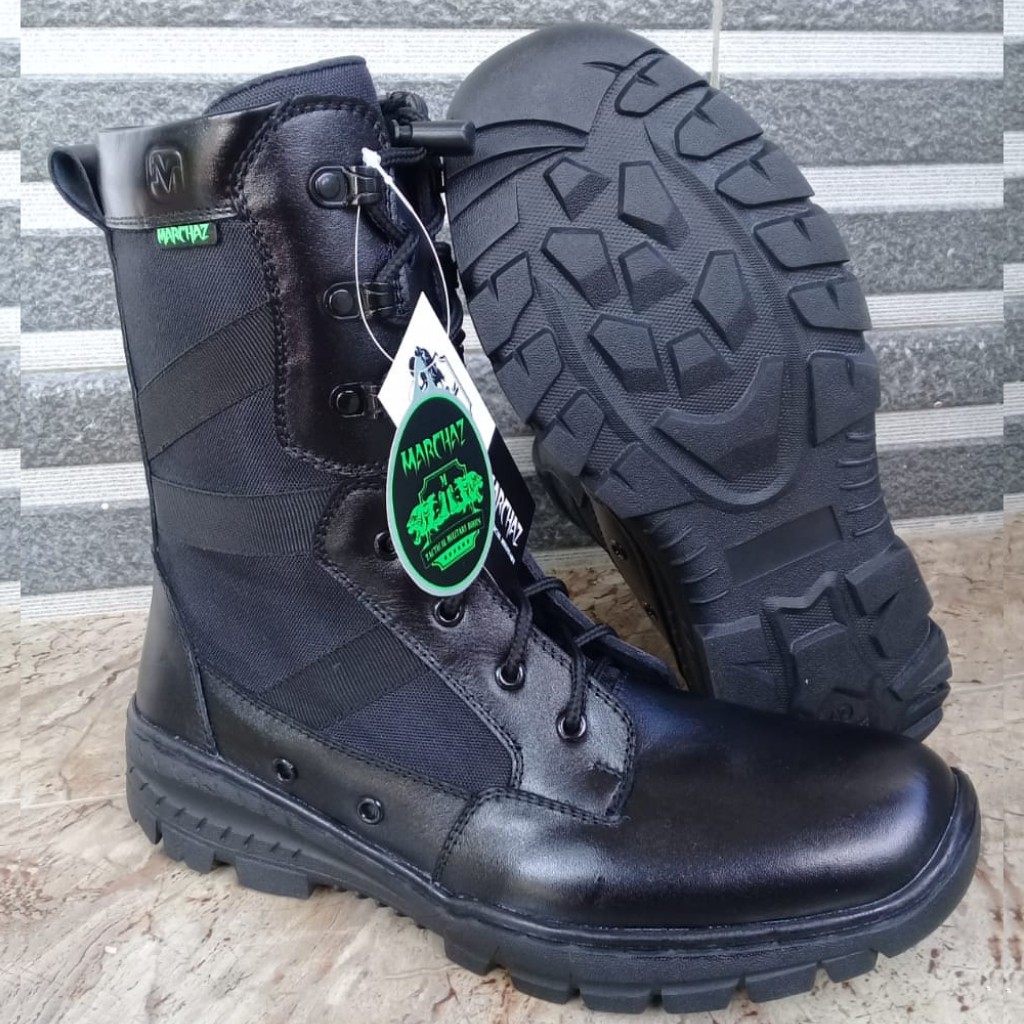 Sepatu PDL Ninja Kulit Asli Merk MARCHAZ Sepatu PDL Tni Polri Security Satpam Sepatu Boots Pria