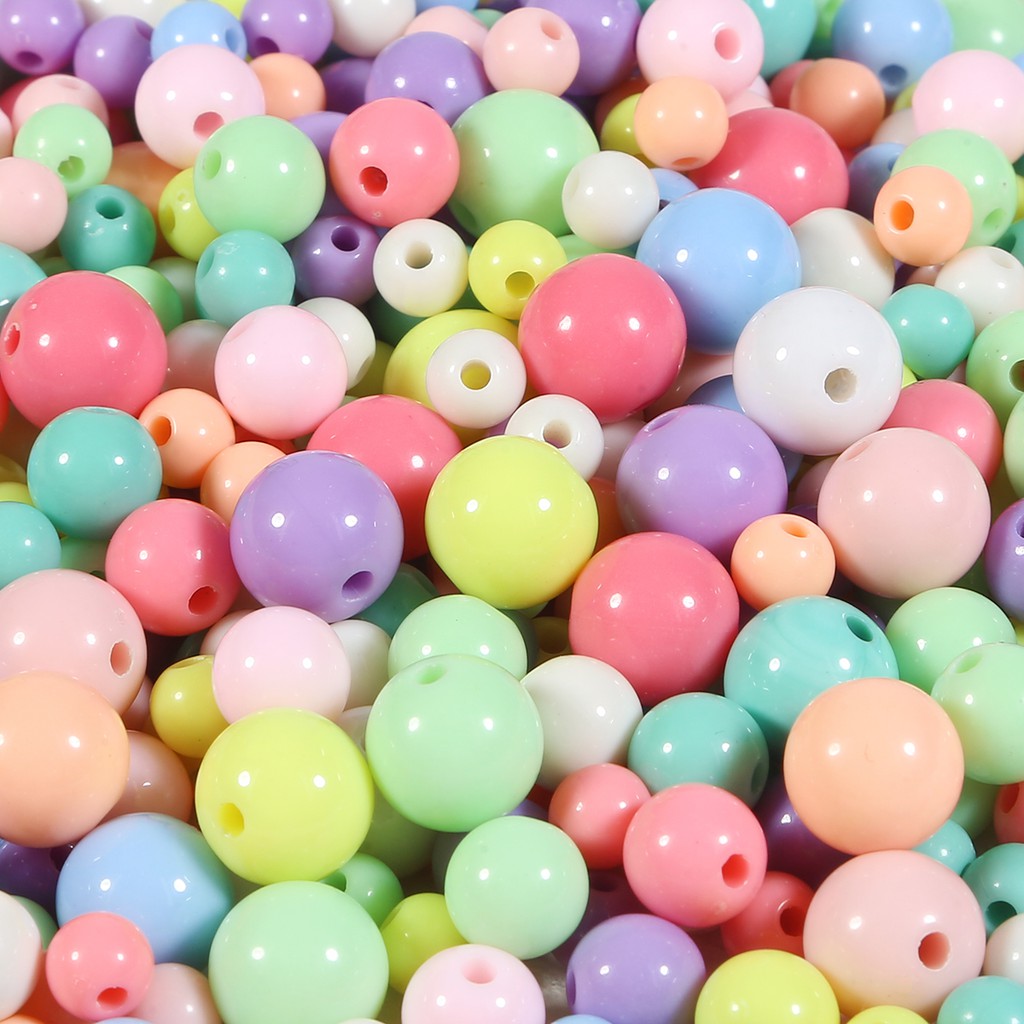 4 MM-12 MM Candy Color Acrylic Round Ball Spacer Beads For Jewelry Making DIY Jewelry Accessories For Handicrafts