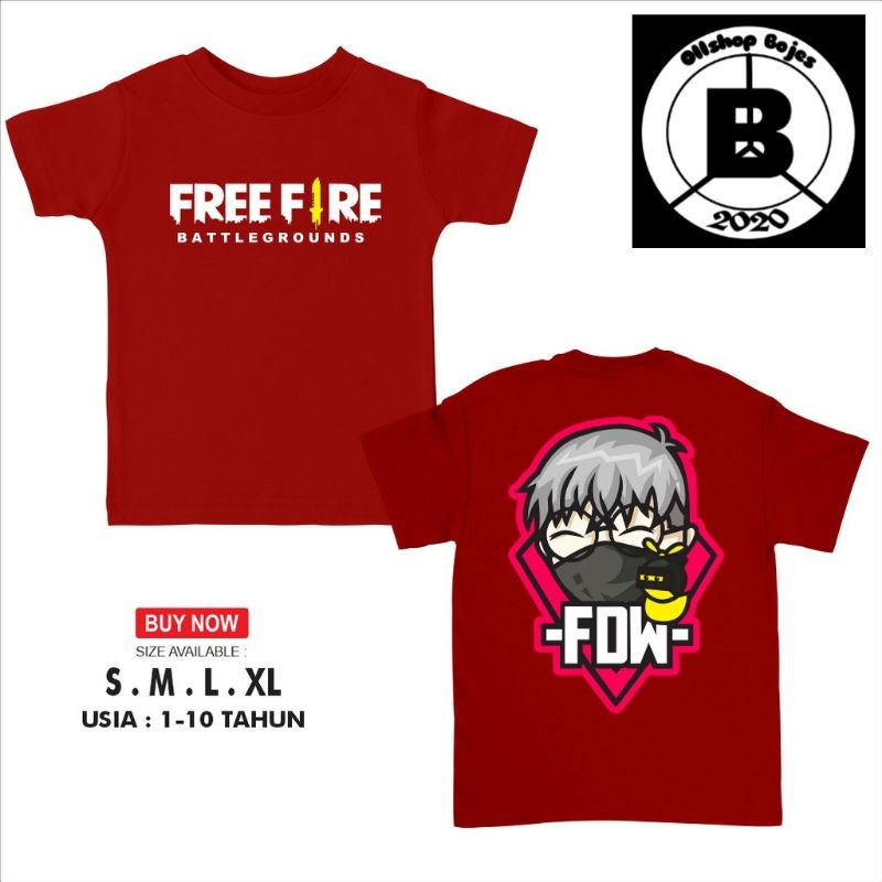 Kaos Baju Anak - Anak Free Fire FDW Youtubers