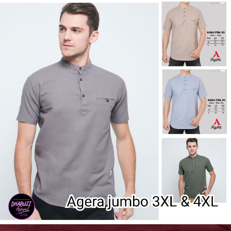 [ BIG SIZE ] BAJU KURTA KEMEJA KOKO KEMKO PRIA LENGAN PENDEK ORIGINAL AGERA VINTAGE NEW SIZE