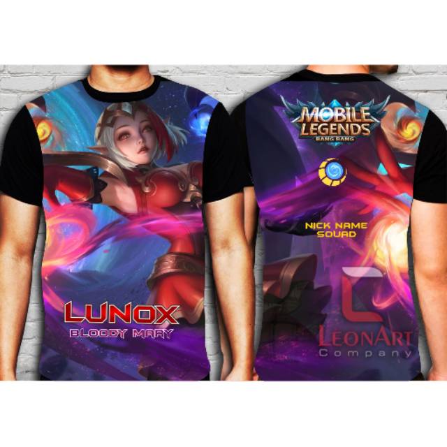 Lunox Bloody Mary Clothes FREE add Squad & Nick Name - Baju Kaos Game Mobile Legend Gaming Ori Moba