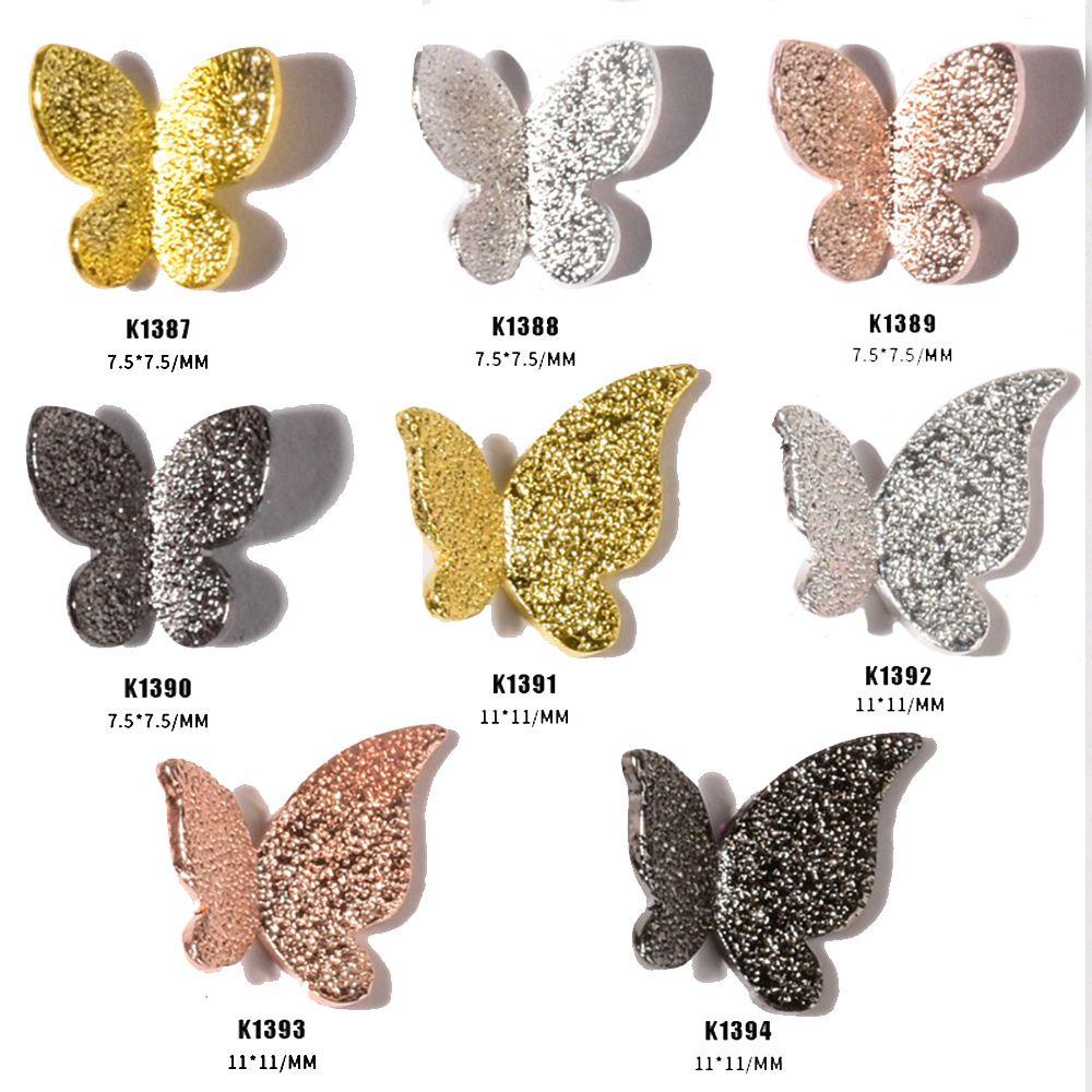 Mxbeauty Hiasan Kuku Rhinestones DIY INS Gaya Dekorasi Kuku Bahan Metal Frosted Butterfly