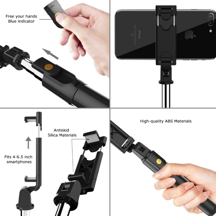 tongkat selfie tongsis tripod tripot hp handphone berdiri wireless selfie stick portable S03 stand holder 3 in 1 remot remote control bluetooth