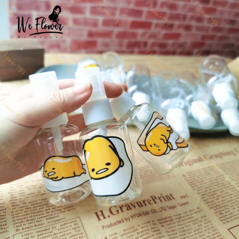 (We) Botol Spray Kosong Bahan Plastik Desain Gudetama Kapasitas 50/100ml Portabel Dapat Diisi Ulang