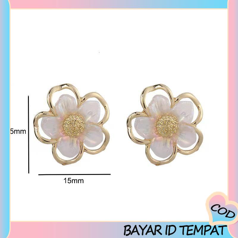 COD❤️ Simple Retro Super Fairy Double Layer Flower Earrings Wanita Anting Fashion Pribadi-A.one