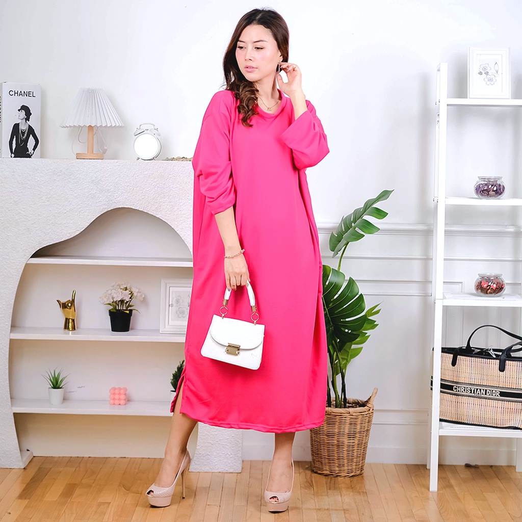 BEFAST - ZEC OOTD Dress Wanita ANDIE / Morfy Oversize Slit Maxi / Dress Wanita / LongDress Kekinian Remaja Wanita / Dress Polos Casual / Termurah / Trendy / Outfit Santai Wanita