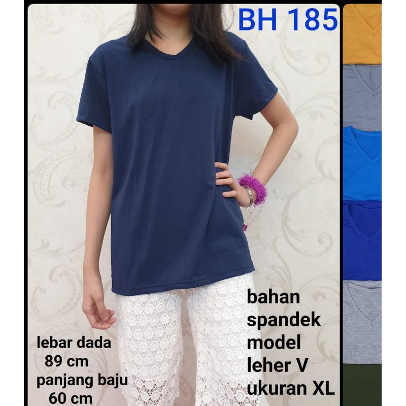 Spandek kaos leher V ukuran XL dewasa tangan pendek