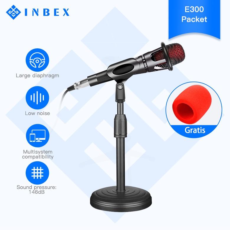 ak INBEX E300 Mikrofon Condenser+Mic Kabel/Suara Besar Mikrofon Karaoke