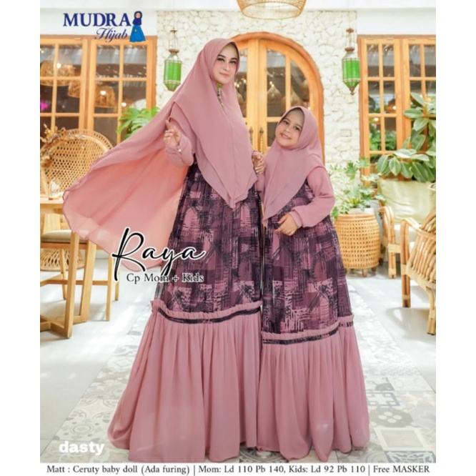 CP RAYA COUPLE GAMIS SYARI MOM+KIDS MATT CERUTTY BABYDOLL FULL FURING ORI MUDRA