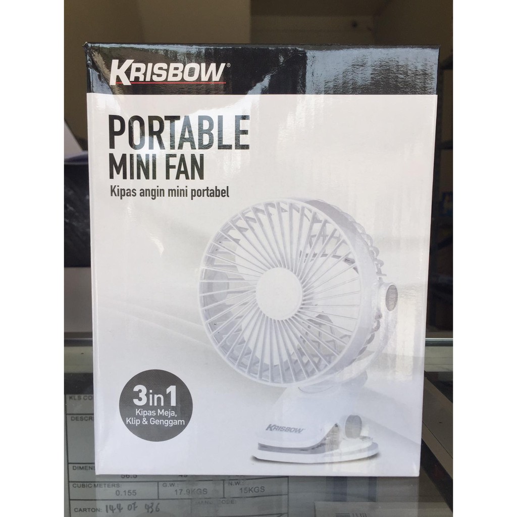 KRISBOW Kipas Darurat Emergency Fan Meja Portable Clip Jepit 3in1 360 drajat