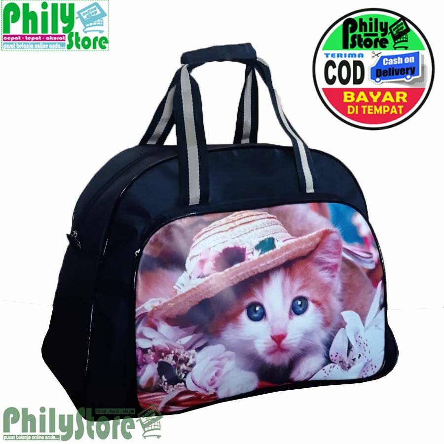 Tas pakaian motif kucing / TAS TRAVEL TAS KOPER JINJING PAKAIAN ELLE / tas cewek / tas wanita