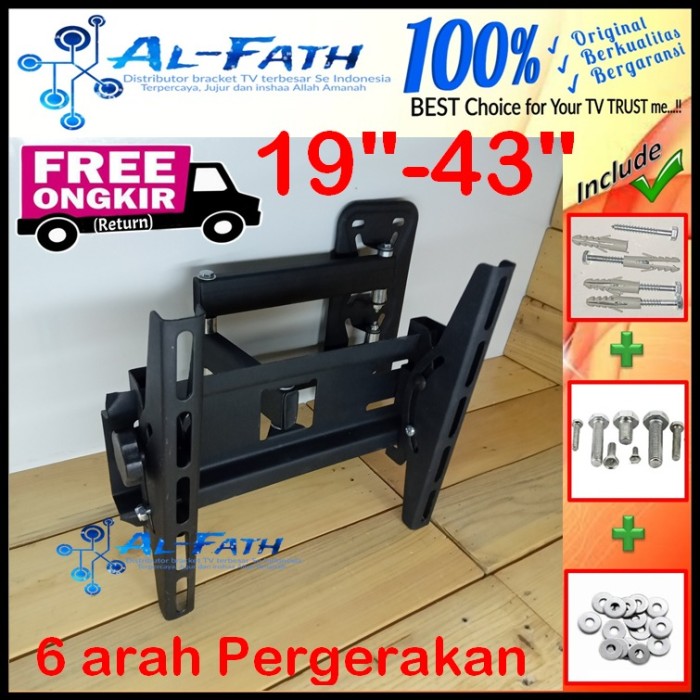 Bracket tv 42 lengan 19&quot; s/d 43&quot; Universal 6arah moving AEI.SWFACC-019