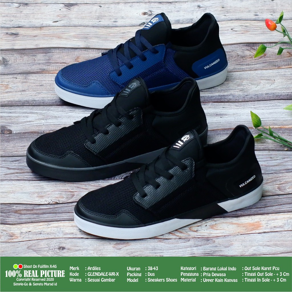 Sepatu pria original casual tali sneakers cowok laki-laki dewasa bertali model running olahraga sport sekolah kwalitas import branded Ardiles Glendale Kintore terbaru promo keren cod murah38-43