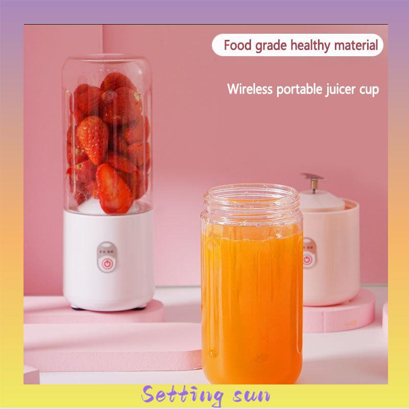 Juicer Portable USB 410ML Mini Juicer Multifungsi 4 Mata Pisau Kaca menebal cangkir TN