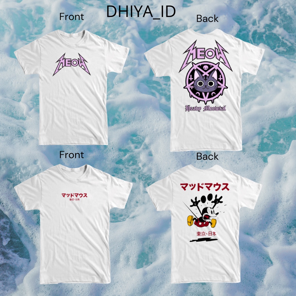 Tshirt kaos vintage oversize Graphic Kartun Mickey Mouse & Meow  / Kaos Mickey Mouse & Meow