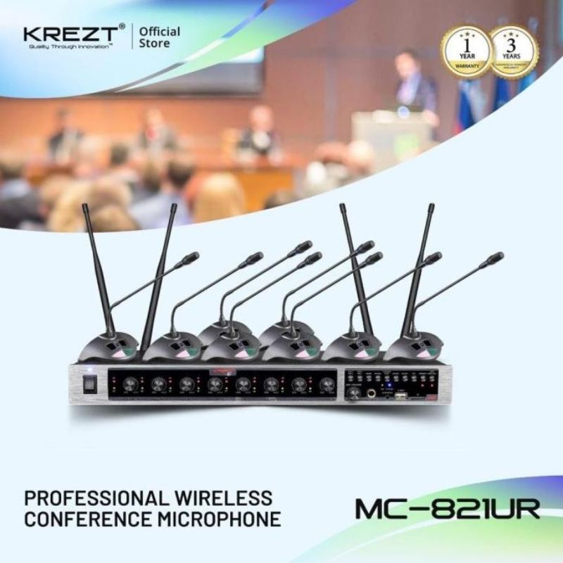 Mic Wireless Podium Krezt MC 821UR Original 8 Mic Meja