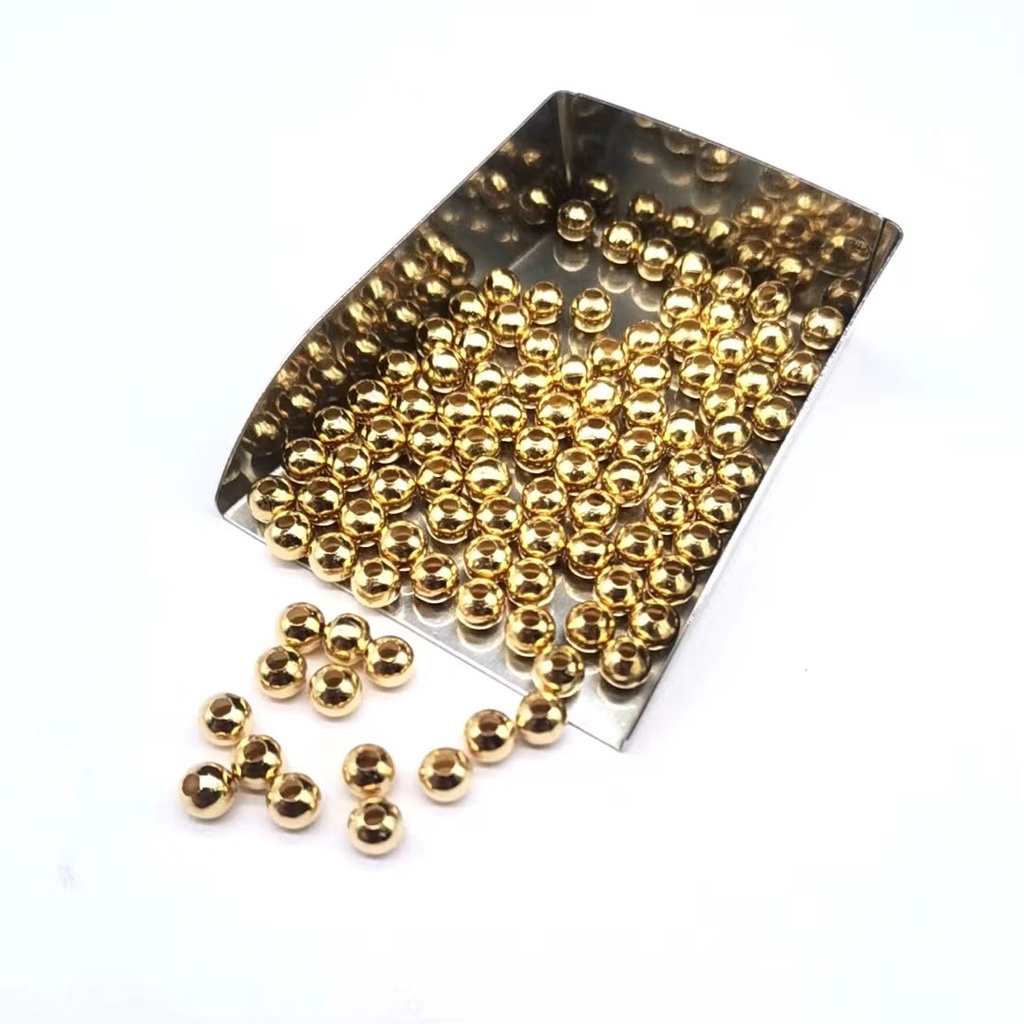 100pcs Manik-Manik Spacer Bulat Bahan Besi Metal Ukuran 4mm 5mm 6mm Untuk Membuat Perhiasan