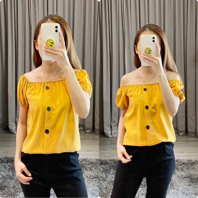 Atasan Sabrina Mustard /baju Sabrina /Blouse casual wanita