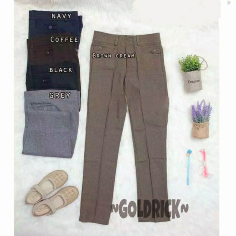 CELANA KANTOR WANITA PANJANG FORMAL POLOS CEWEK KATUN