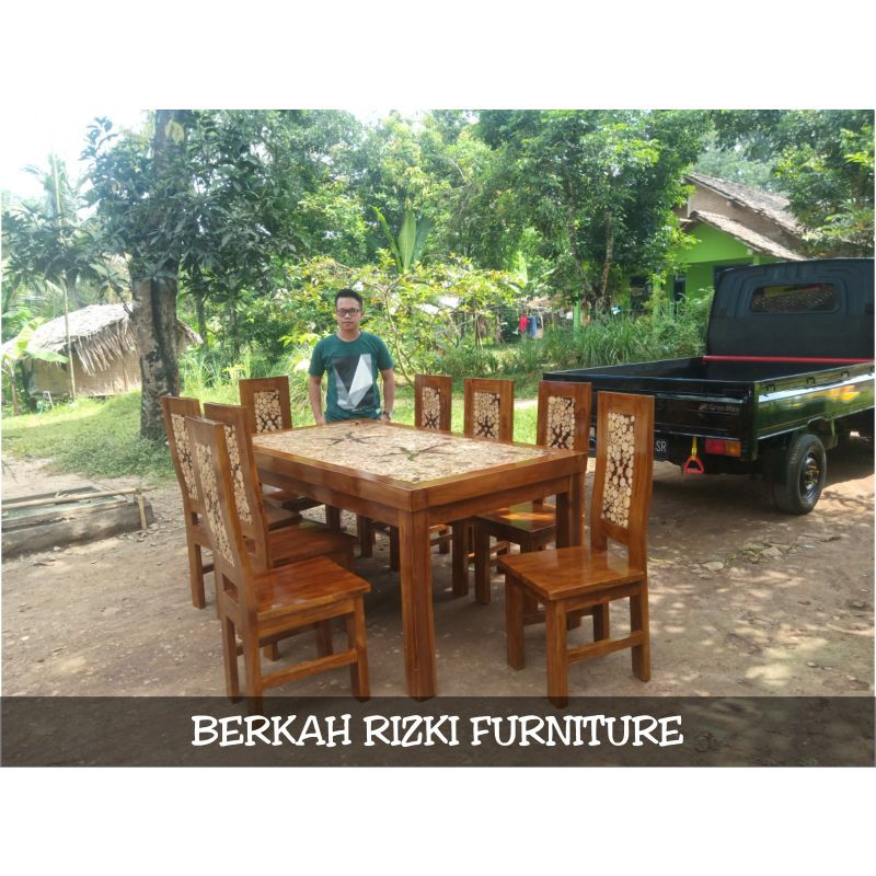 kursi makan jati meja makan jati koin kursi 8