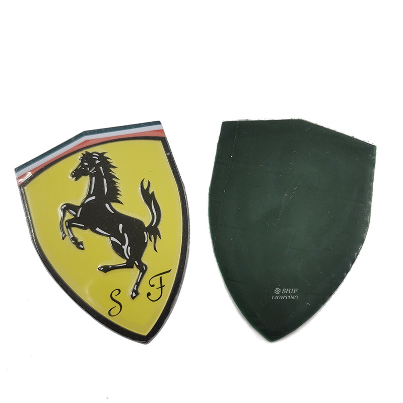 2pcs Stiker Emblem Logo SJ Ferrari Bahan Aluminum Untuk Bagasi Belakang Mobil
