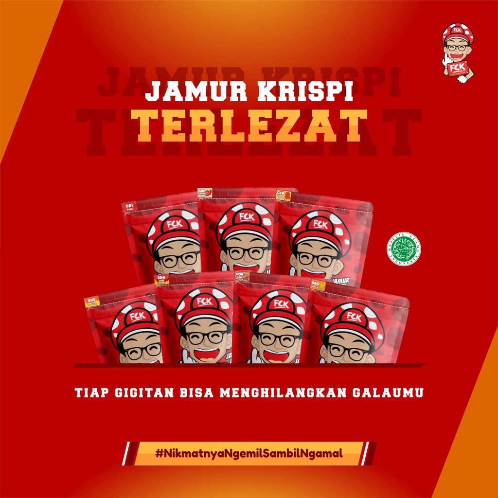 JAMUR CRISPY FCK TERLEZAT CEMILAN KRIPIK PEDAS MAKANAN RINGAN FCK KERIPIK JAMUR TIRAM NIKMAT