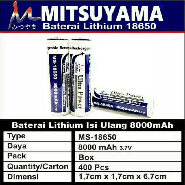 Baterai Ultrafire MITSUYAMA 8000MAH 3,7V baterai 18650