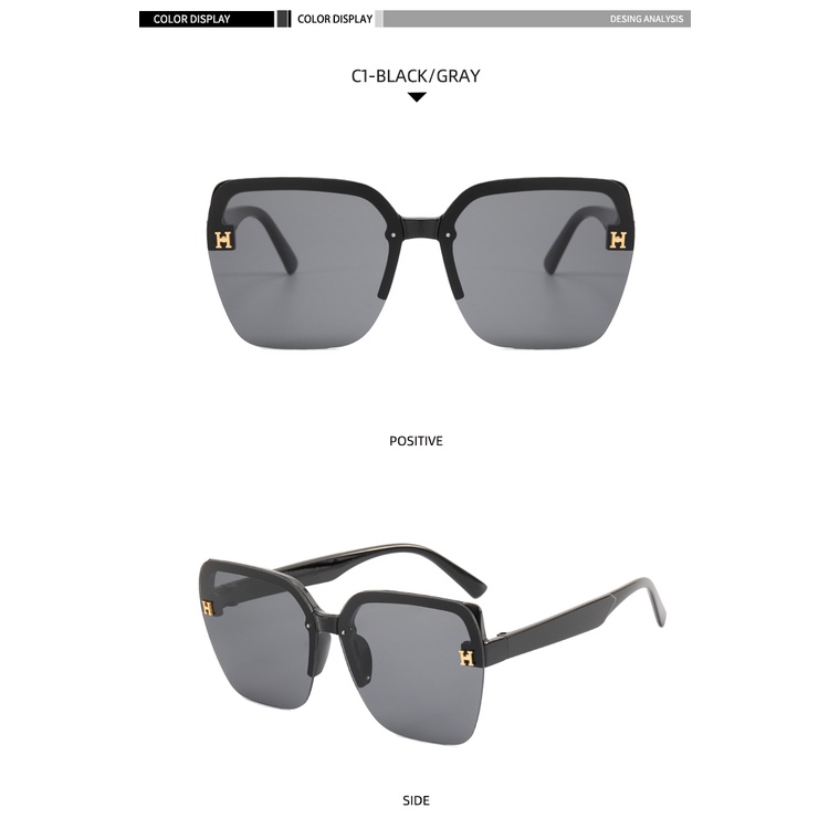 2021 fashion square ins H letter Korean street photography sunglasses